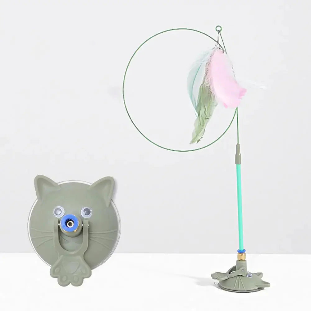 Interactive Cat Teaser Feather Toy – Suction Base with Flexible Wand for Indoor Play