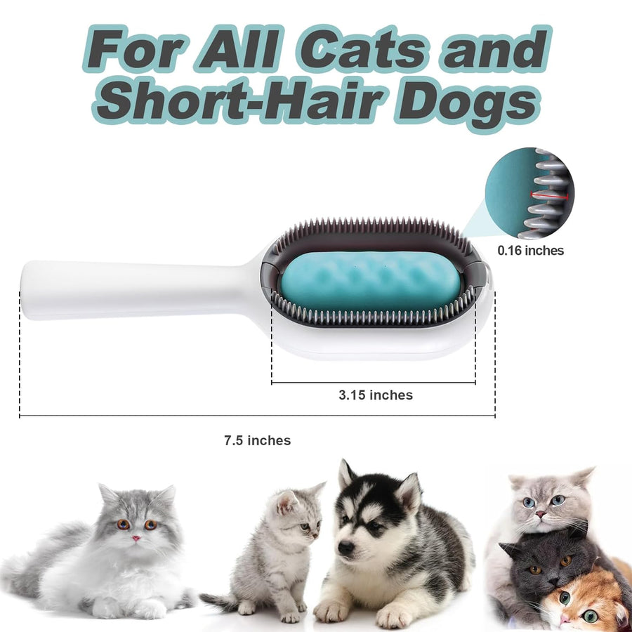 2-in-1 Cat Grooming & Cleaning Brush – Soft Silicone Deshedding Tool with Self-Cleaning Base (PP19)