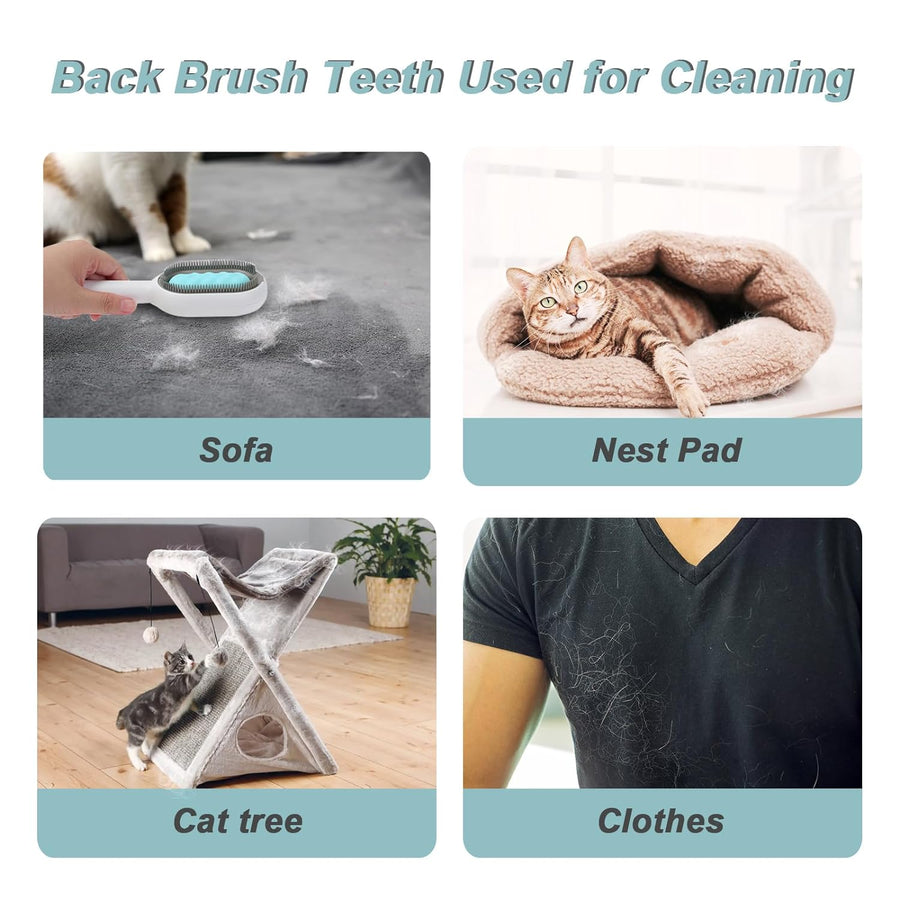 2-in-1 Cat Grooming & Cleaning Brush – Soft Silicone Deshedding Tool with Self-Cleaning Base (PP19)