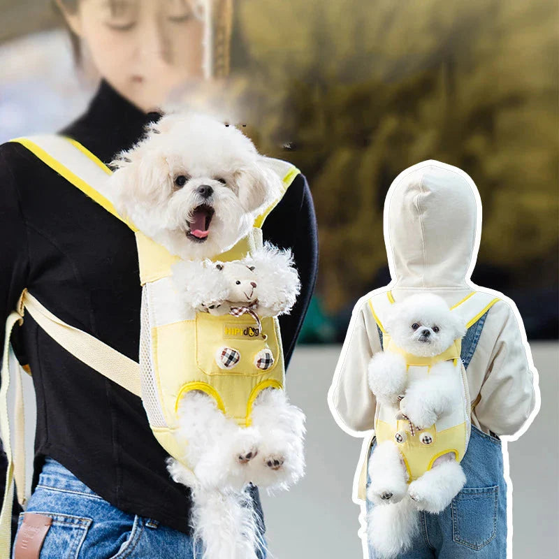 Front & Back Pet Travel Carrier Backpack – Hands-Free Dog or Cat Bag for Small Pets