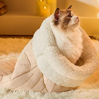 Cat Sleeping Bag Bed – Soft Fleece Tunnel for Kittens & Small Pets