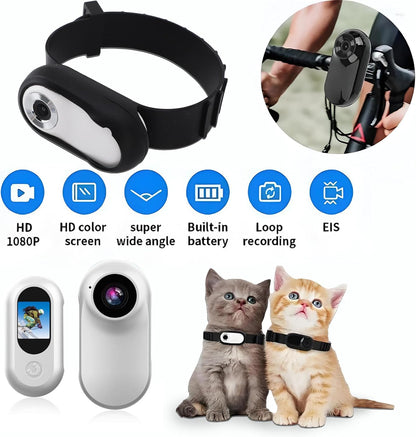 1080P HD Pet Camera Collar – Wide Angle, USB Rechargeable Cat & Dog Camera (Adjustable Strap)