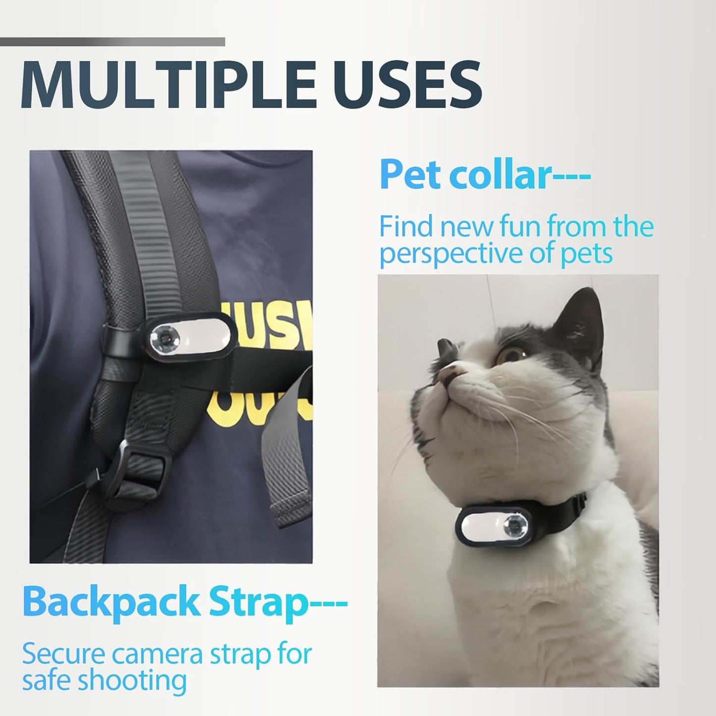 1080P HD Pet Camera Collar – Wide Angle, USB Rechargeable Cat & Dog Camera (Adjustable Strap)