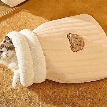Cat Sleeping Bag Bed – Soft Fleece Tunnel for Kittens & Small Pets