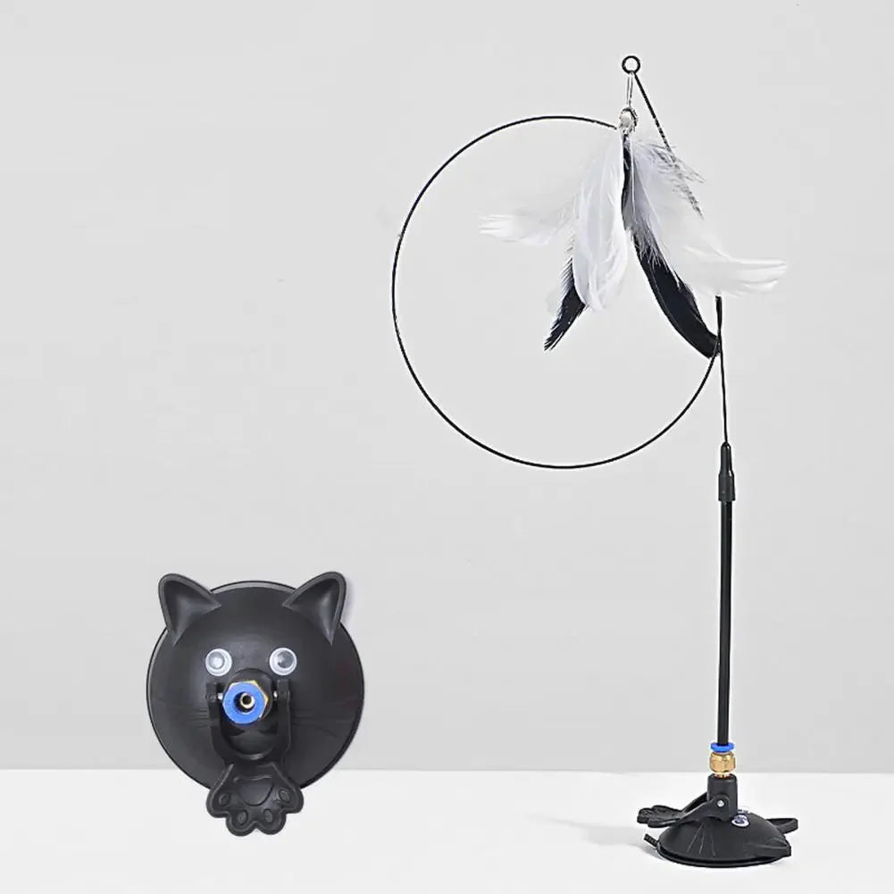 Interactive Cat Teaser Feather Toy – Suction Base with Flexible Wand for Indoor Play