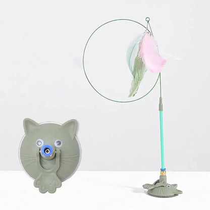 Interactive Cat Teaser Feather Toy – Suction Base with Flexible Wand for Indoor Play